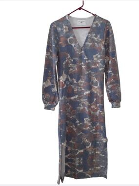 Sol Angeles Watercolor Camo Sweatshirt Midi Dress